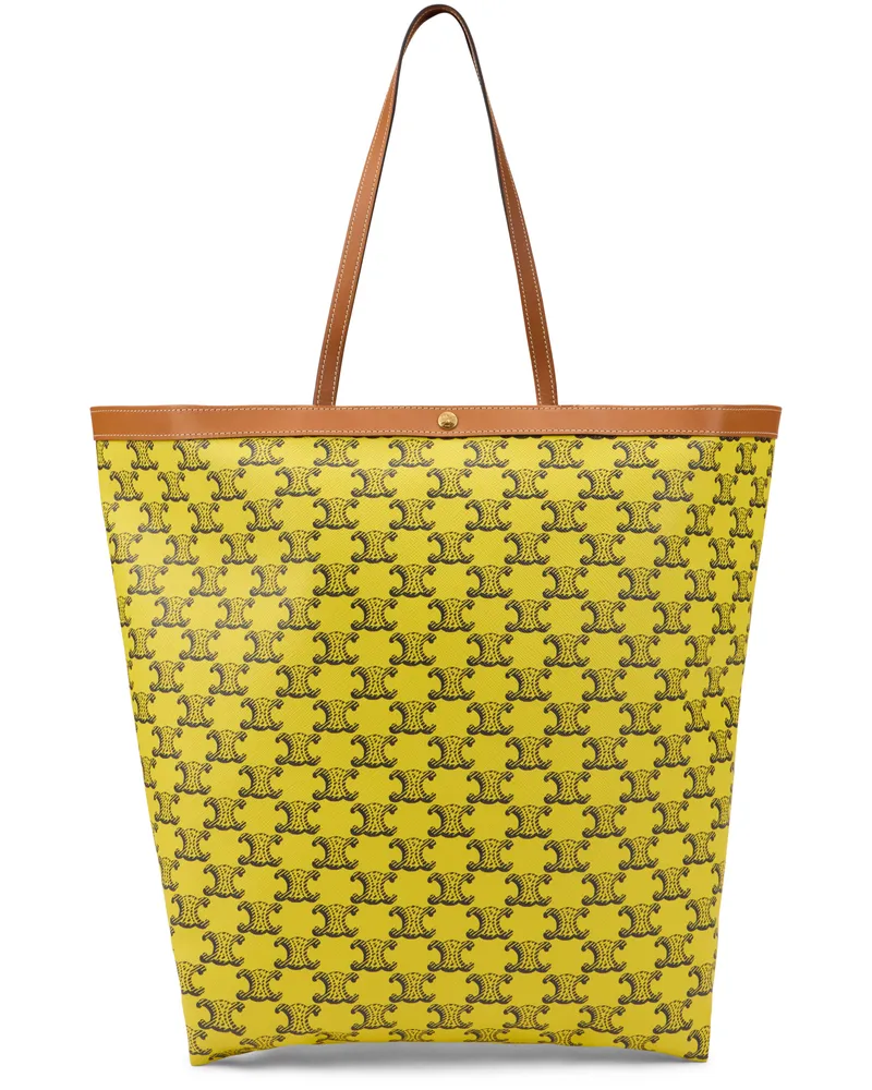 Celine Women's Tote Bag Triomphe Yellow Calfskin Yellow