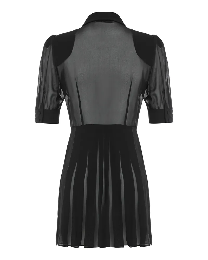 Alessandra Rich Women's Black Mini Chemise Dress Silk Black