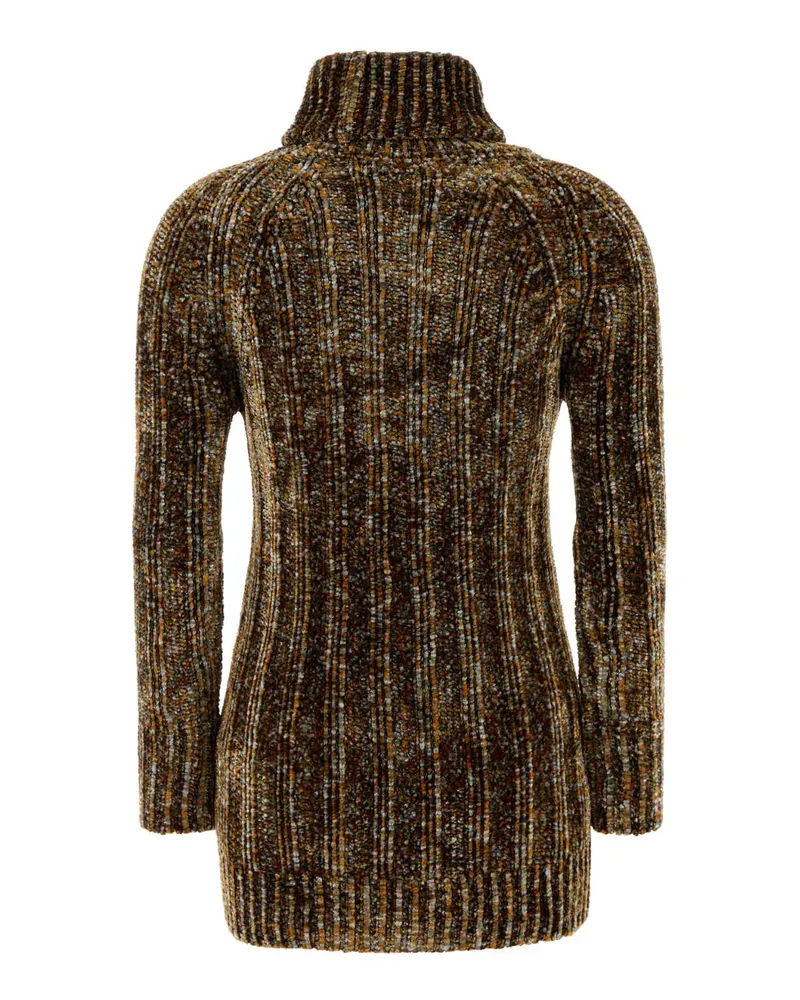 Dries van Noten Women's Multicolor Chenille Tagic Sweater Dress Grey Exterior: Viscose Abiti Brown