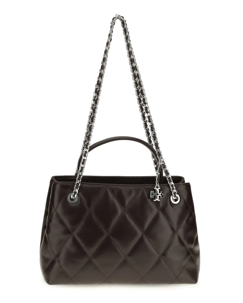 Tory Burch Fleming Calfskin Leather Tote Bag — Brown Brown