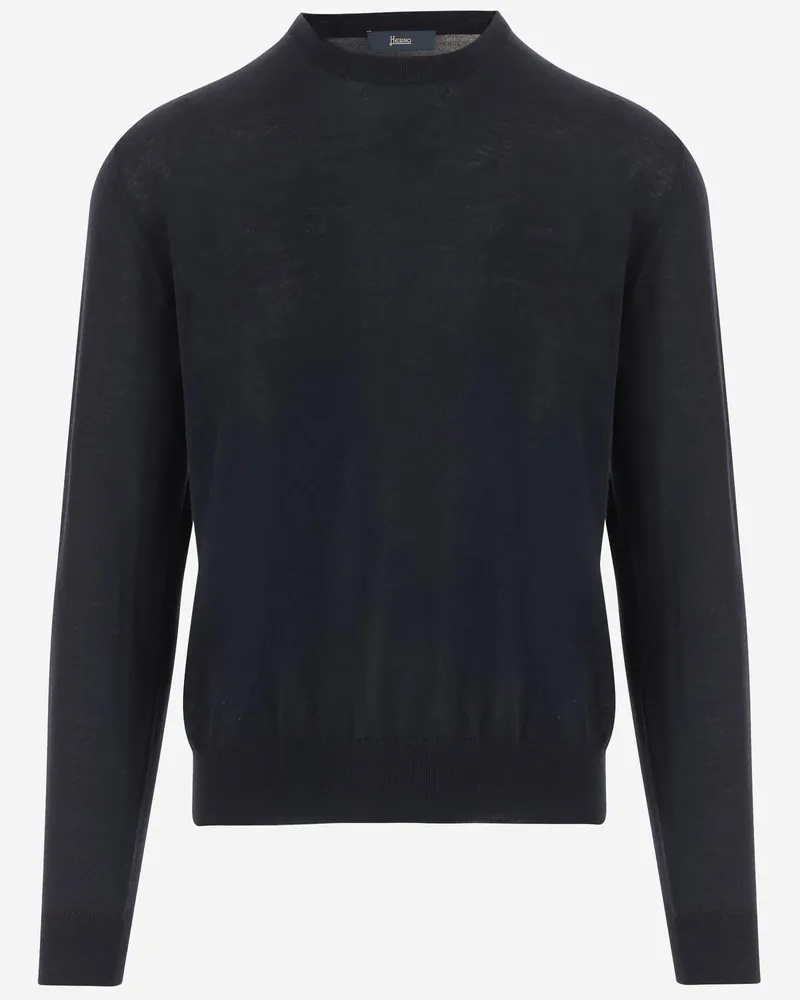 Herno Men's Knit Sweater Dark Navy Blue Main Fabric: Virgin Wool Navy