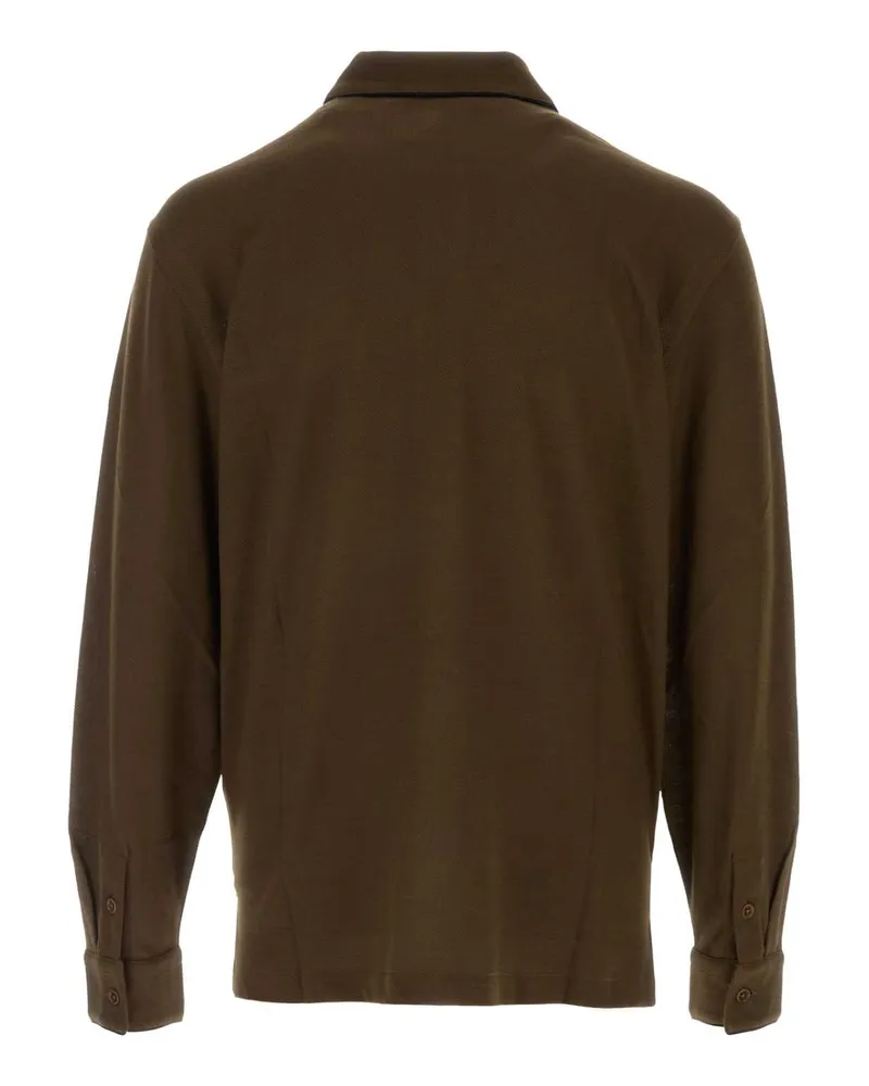 Tom Ford Men's Silk Polo Shirt Brown Cotton Brown