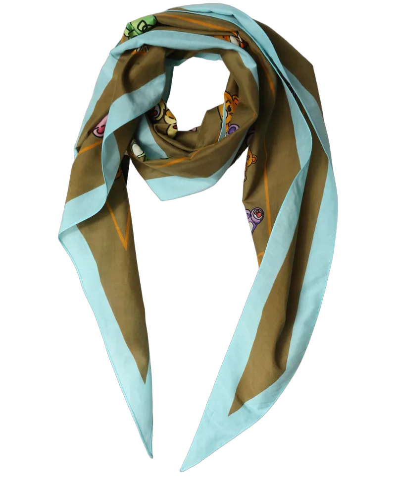 Dolce & Gabbana Teddy Bear-Print Cotton-Silk Scarf — Brown Brown