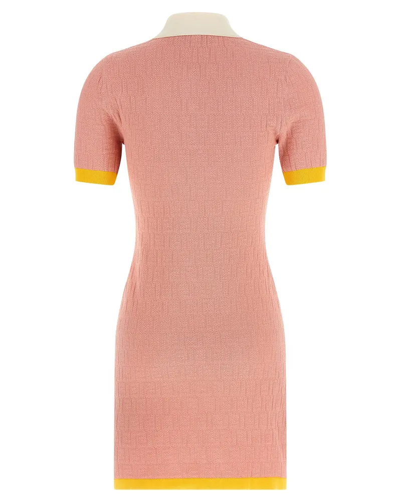 Fendi Color-Block Stretch Cotton and Silk Dress — Pink Pink