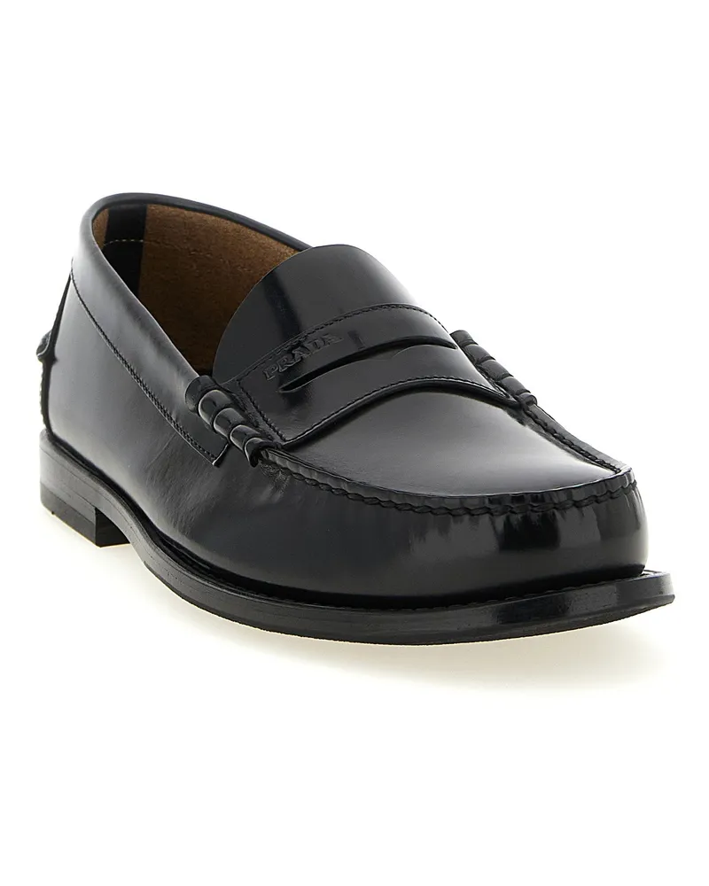 Prada Brushed Leather Loafer — Black Black