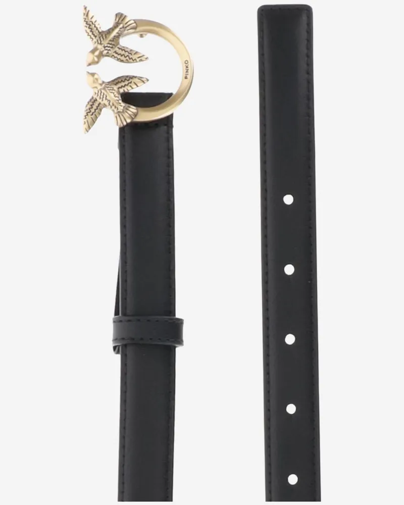 Pinko Women's Love Berry Leather Belt Black Black