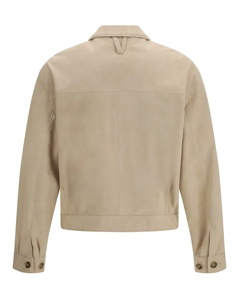 Valstar Men's Suede Bomber Jacket Sisal Lamb Ovis Aries Beige