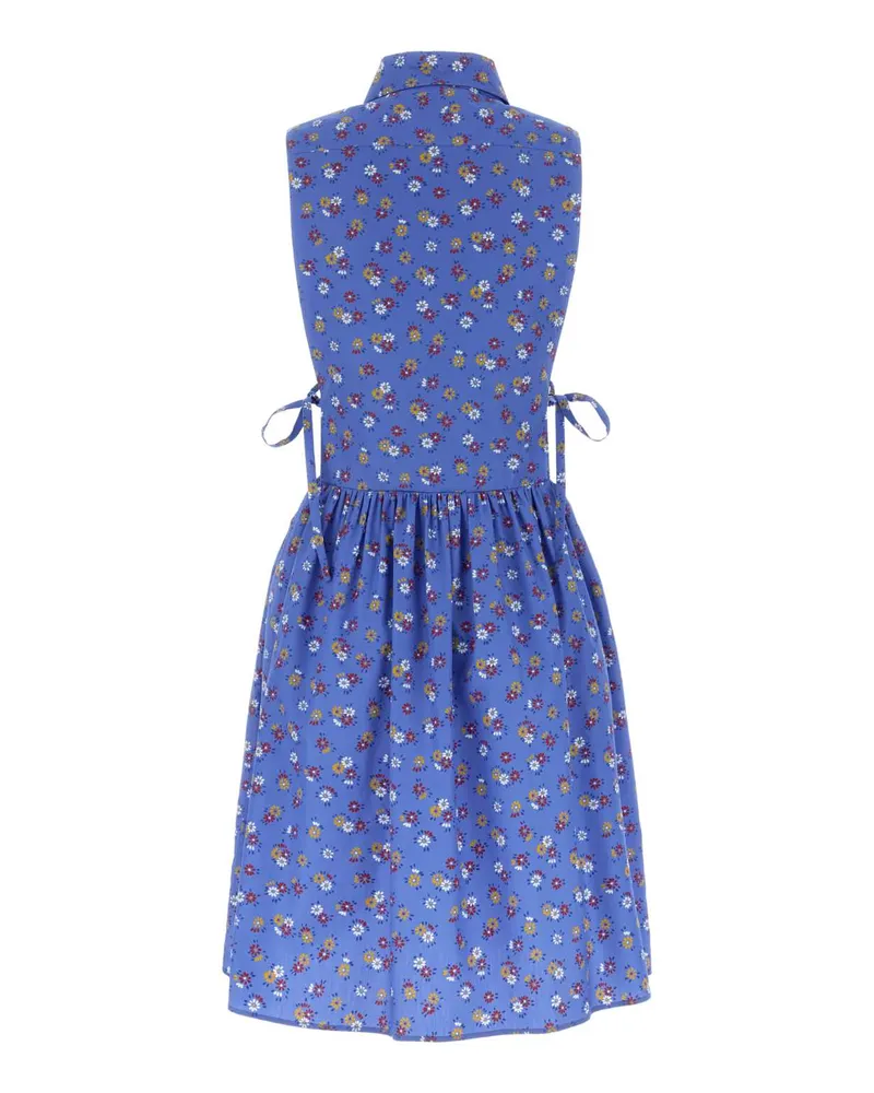 Miu Miu Women's Printed Poplin Shirt Dress Pervincarubino Exterior: Cotton Abiti Blue