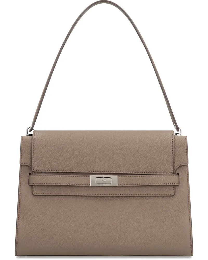 Tory Burch Women's Shoulder Bag Lee Radziwill Grande Wild Mushroom Cow Hide Handbags Hand Brown