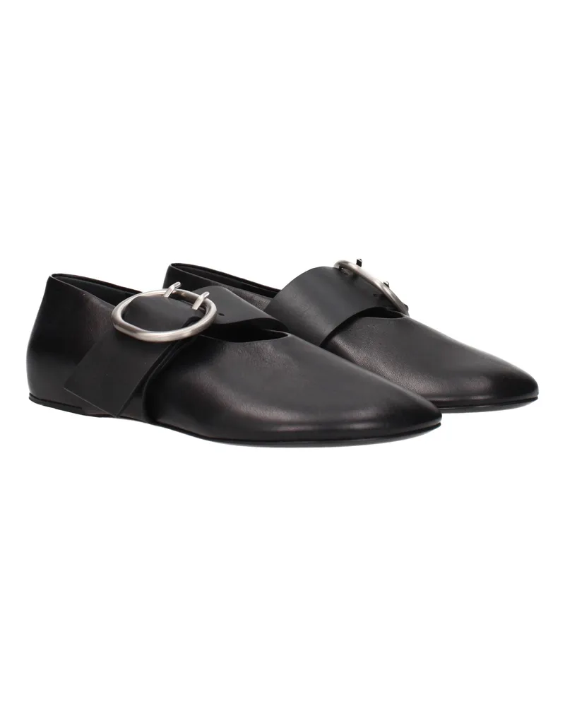 Jil Sander Women's Black Leather Ballet Flats Black