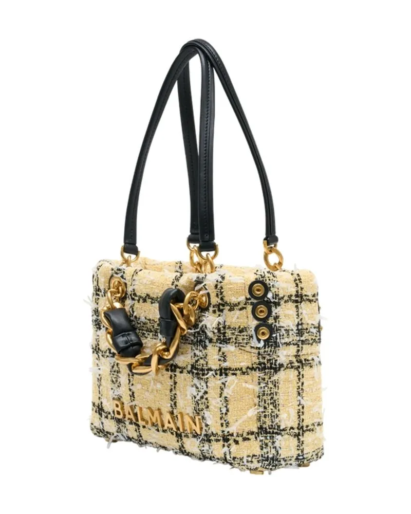 Balmain Women's 1945 Small Shopper Bag -  Wool Yellow Totes-Shopping-Bags Yellow