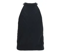 Women's Sleeveless Wool Crewneck Top Noir Merino Ovis Aries