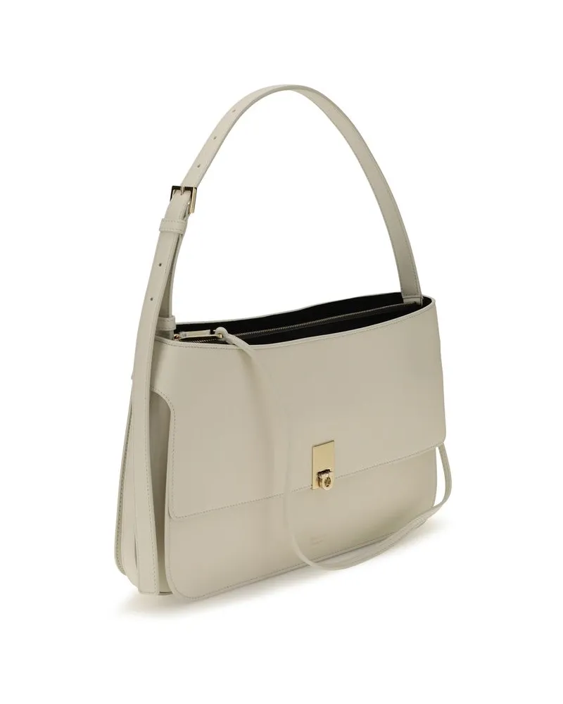 Ferragamo Calfskin Leather Shoulder Bag — Beige Beige