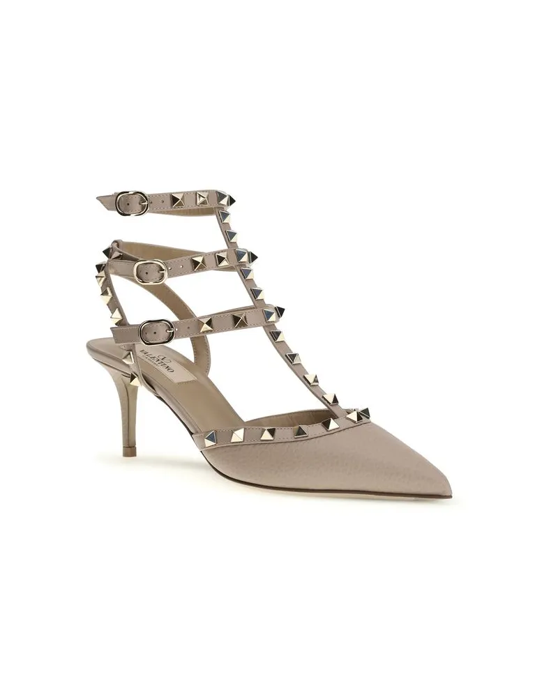 Valentino Garavani Women's Gray Calf Leather Bos Taurus Pumps Gray