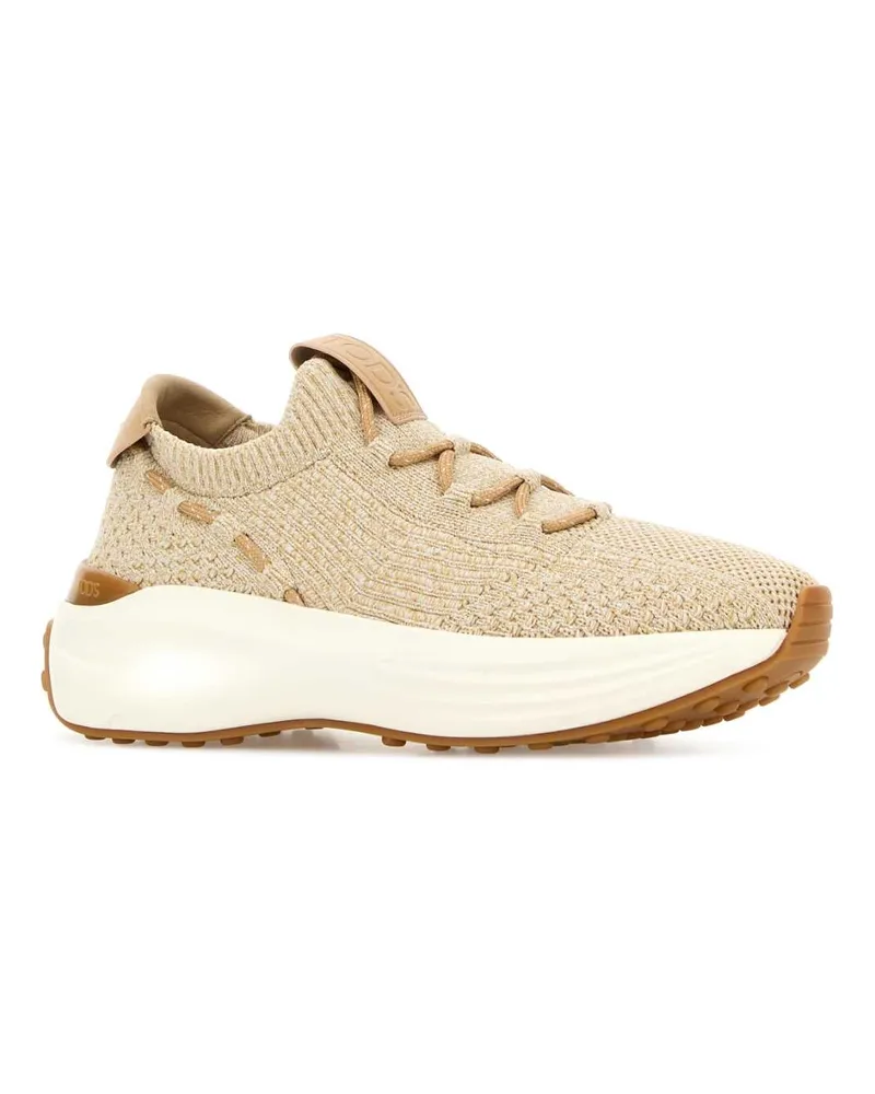 TOD'S Women's Two-Tone Fabric Sneakers Cammelloch Scarpe Stringate Lace-up Shoes Beige
