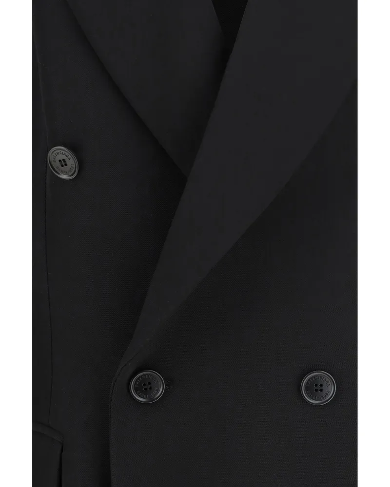 Balenciaga Double-Breasted Wool Blazer — Black Black