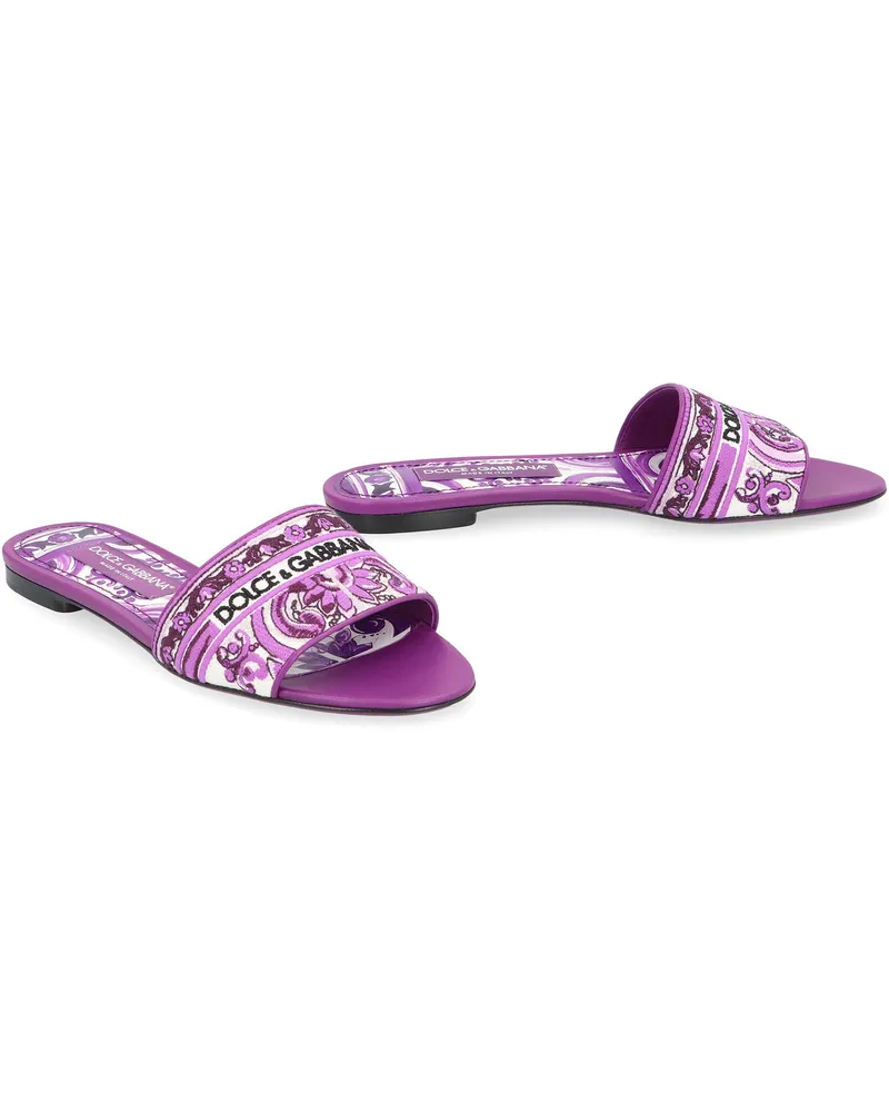 Dolce & Gabbana Embellished Leather Slide — Purple Purple