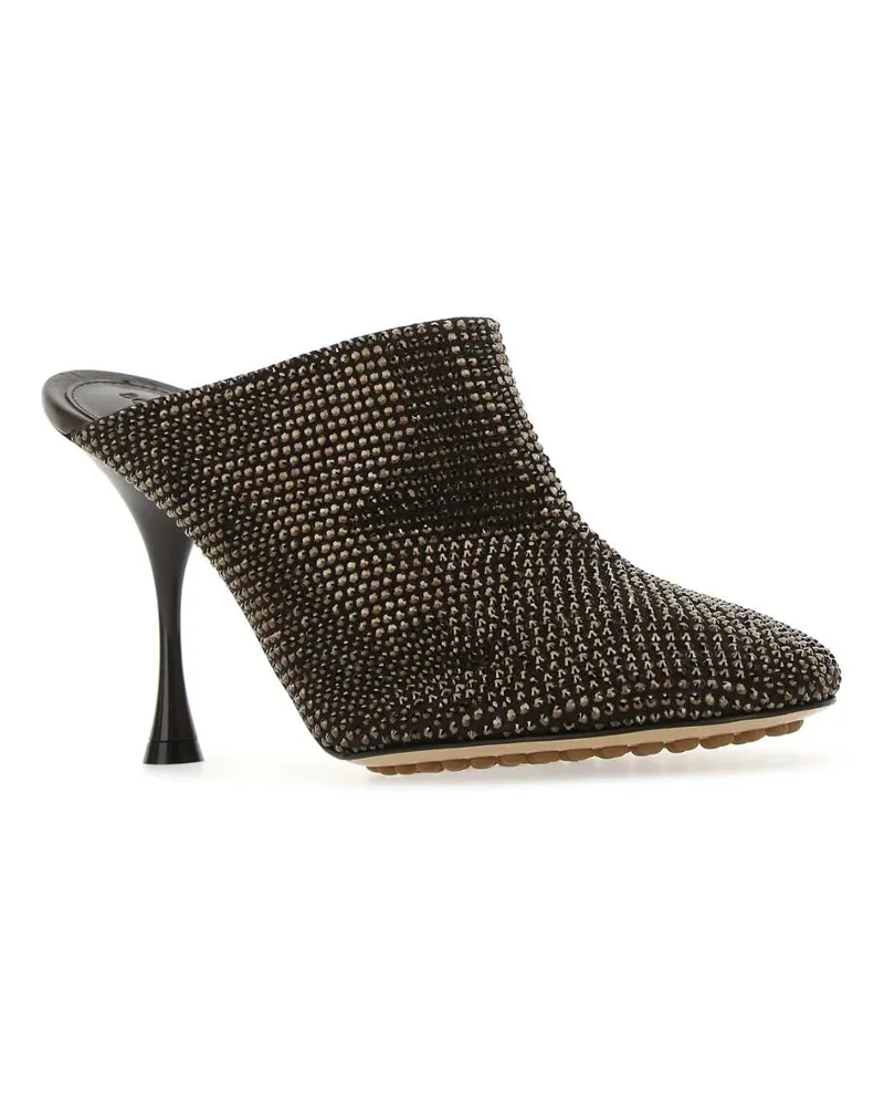 Bottega Veneta Women's Embellished Suede Sparkle Dot Sock Mules 2113 Scarpe Con Tacco High Heel Shoes Black