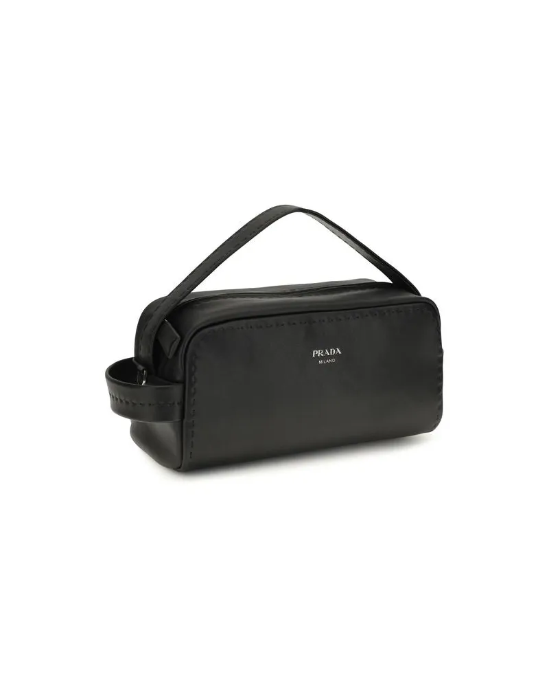 Prada Calfskin Leather Shoulder Bag — Black Black