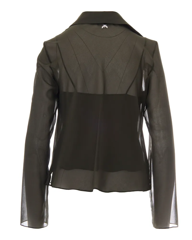 Patrizia Pepe Lightweight Georgette Crepe Blouse — Green Green