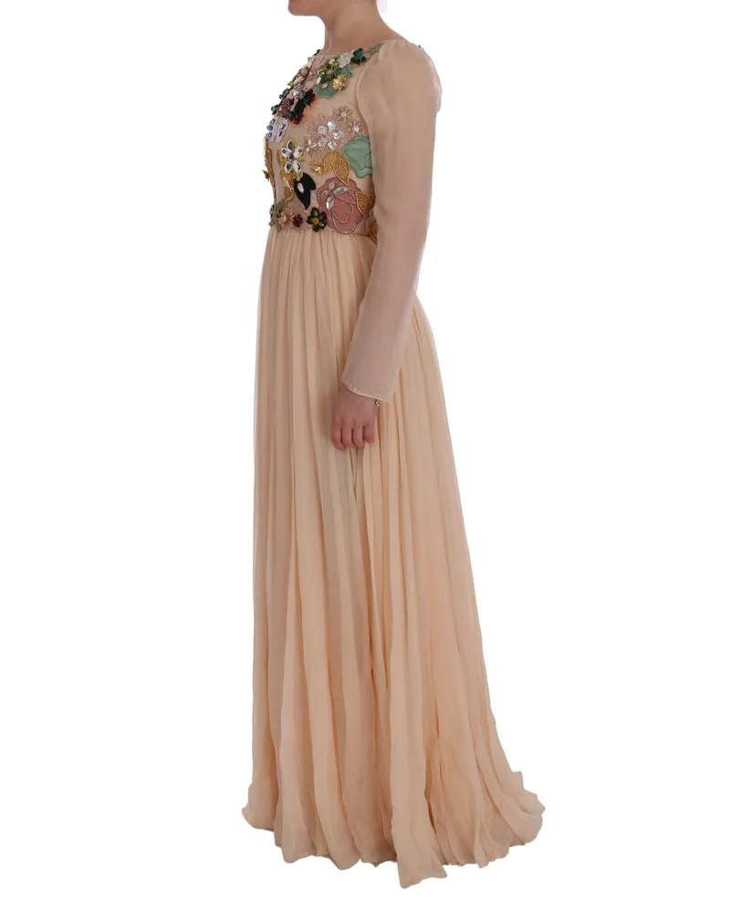 Dolce & Gabbana Women Floral Embroidered Silk Gown Pink Pink