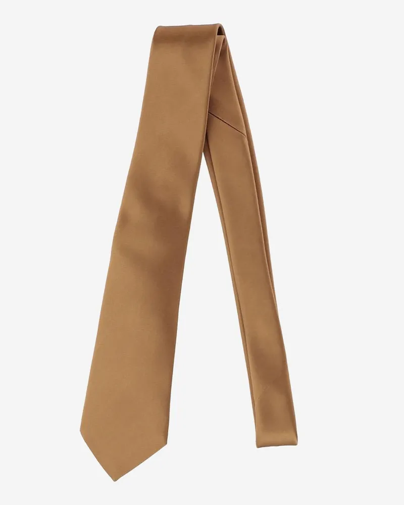 Saint Laurent Men's Silk Satin Tie Light Brown Ties & Bow Brown
