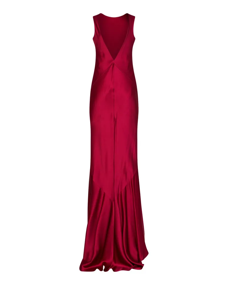 Max Mara Satin Flared Dress — Red Red