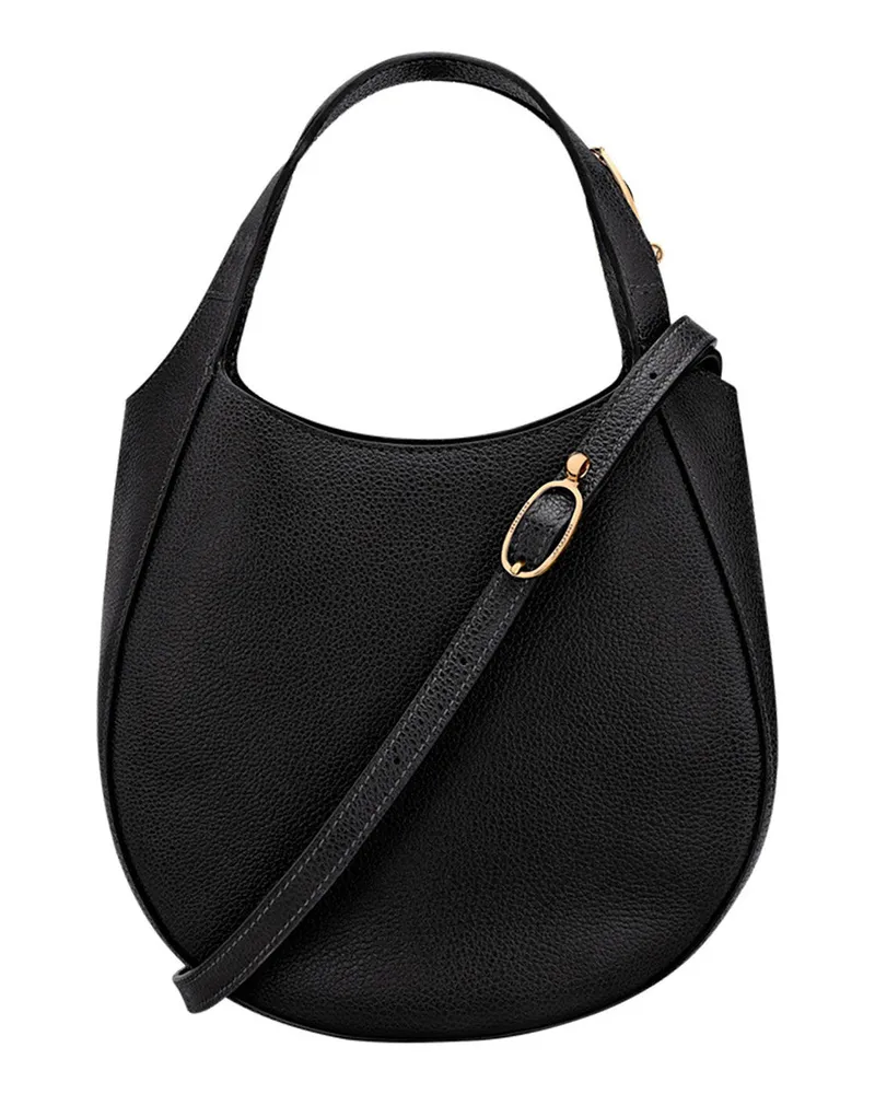 Longchamp Women's Handbag Le Foulonné Black Leather Calf Shoulder Bags Black