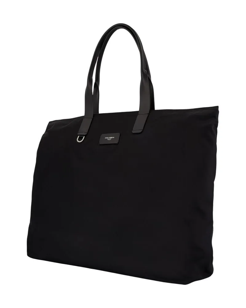 Dolce & Gabbana Men's Adamo Shopper Bag -  Leather Black Calfskin Totes-Shopping-Bags Black