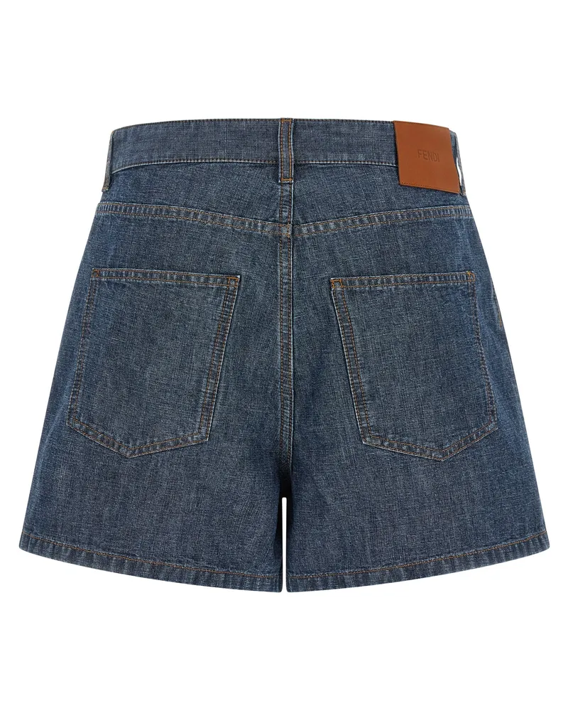 Fendi Women's Blue Cotton Bermuda Shorts Blue