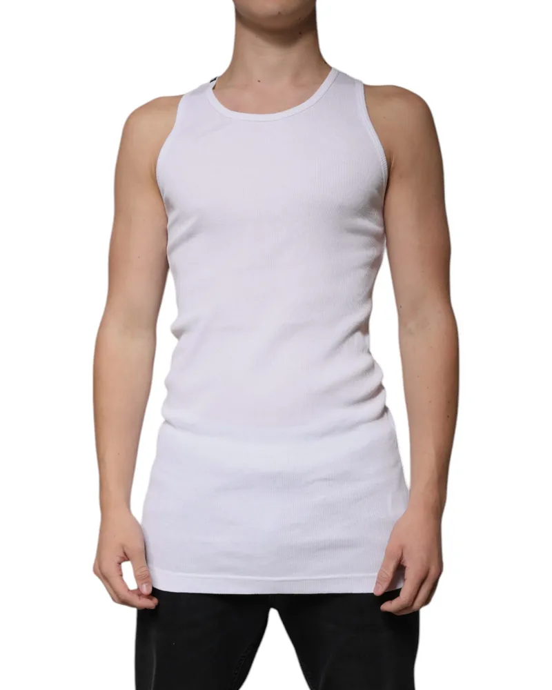 Dolce & Gabbana Cotton Ribbed Tank Top — White White
