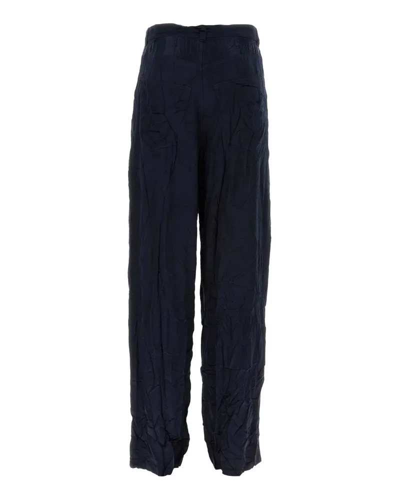 Balenciaga Men's Dark Bue Satin 5 Pocket Pant 4100 Pantaloni Navy