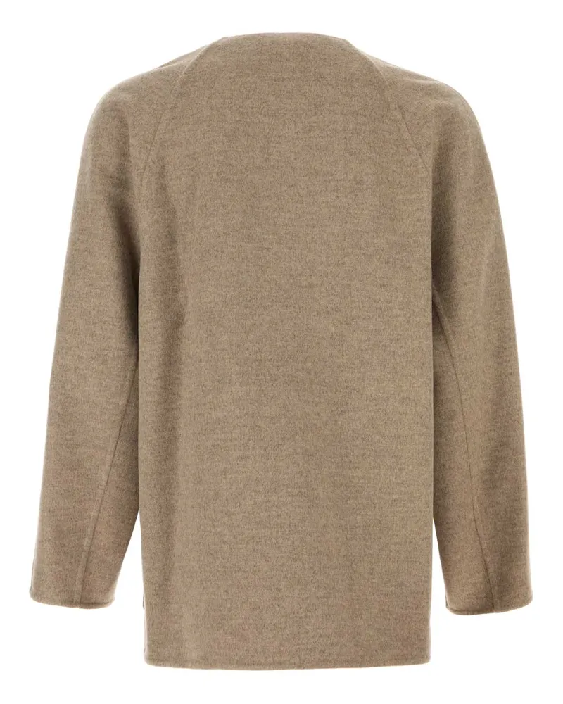 Bottega Veneta Men's Dove Grey Wool Blend Cardigan Sandshellmelange Exterior: Cashmere Maglieria Beige