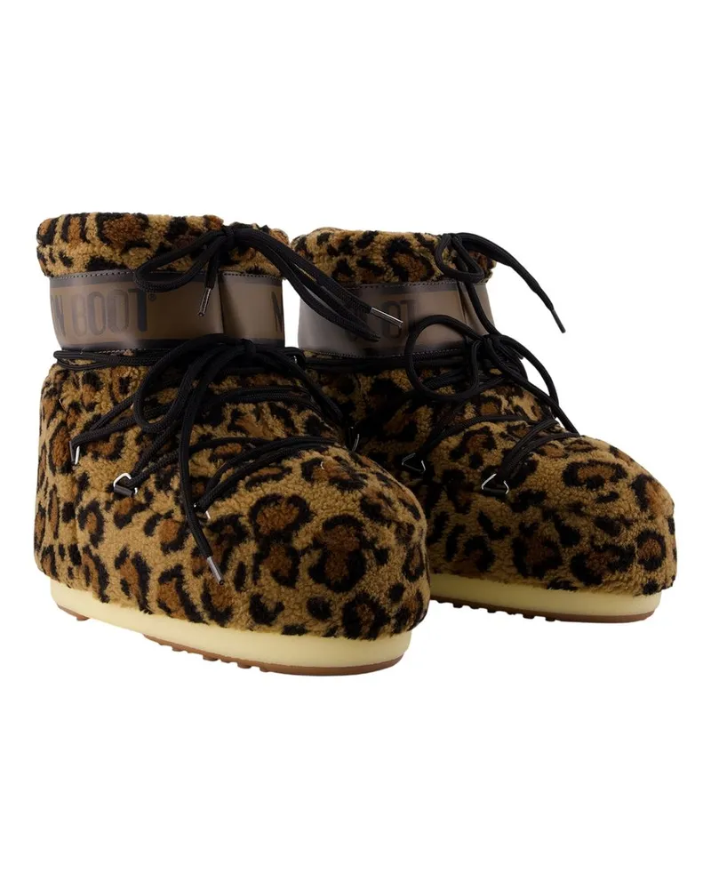 Moon Boot Women's Icon Low Ankle Boots - Moon Synthetic Leopard Print Brown Shoes Ankle-Boots Brown