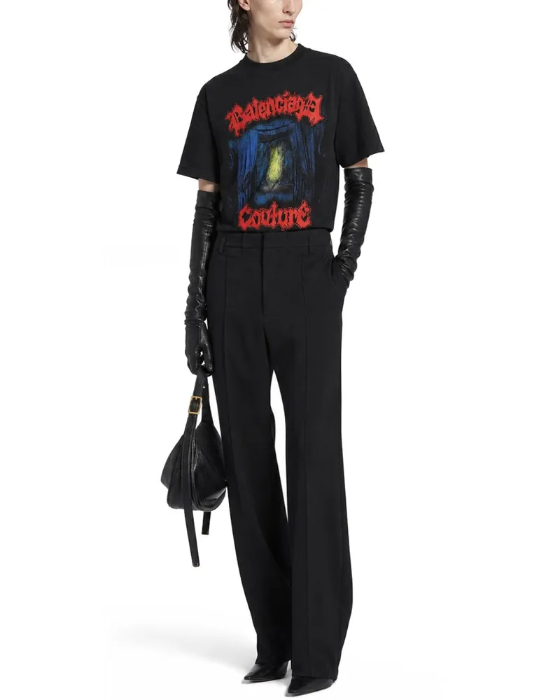 Balenciaga Logo Cotton T-Shirt — Black Black