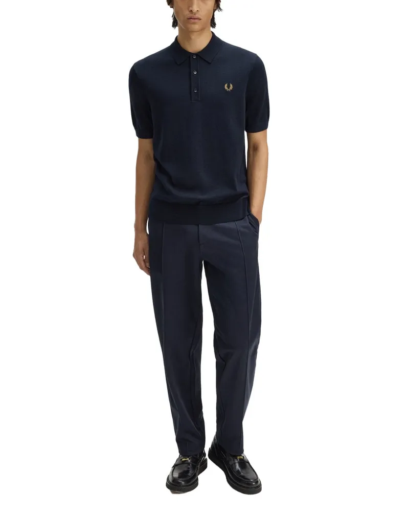 Fred Perry Cotton Knit Polo Shirt — Blue Blue