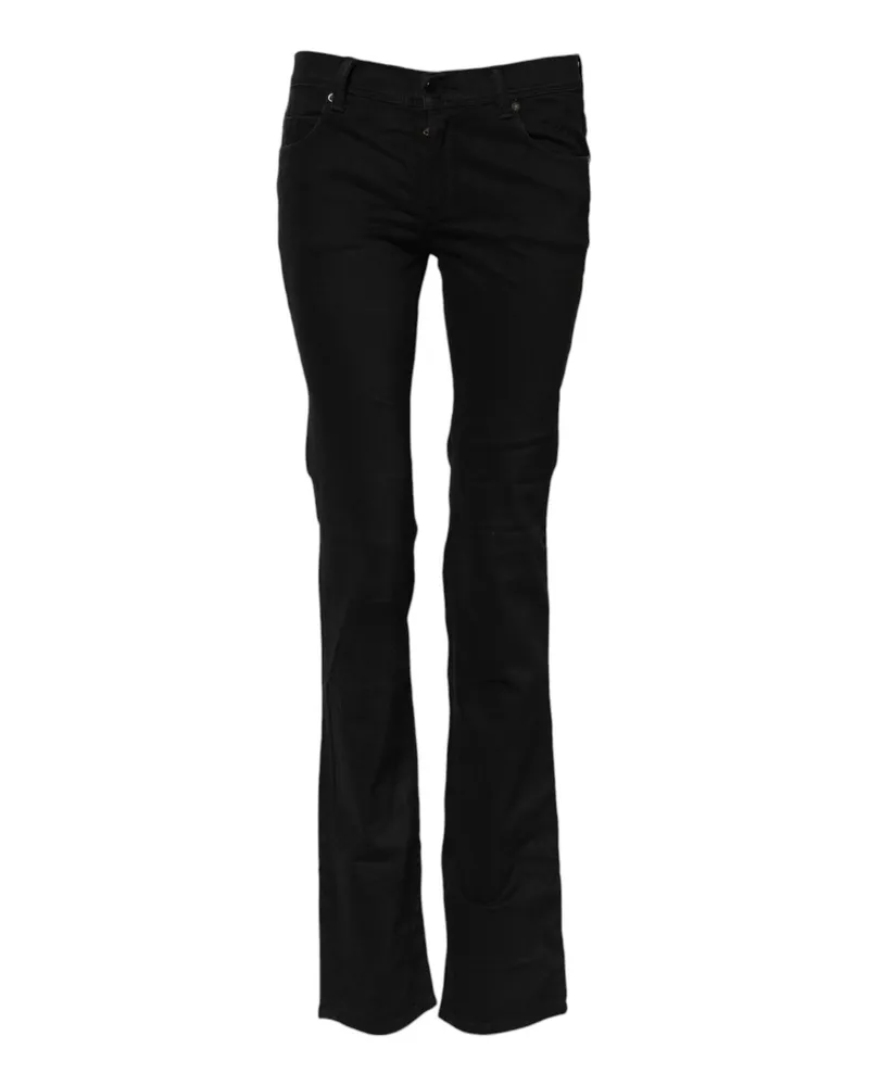 Ermanno Scervino Women's Black Cotton Stretch Flared Bootcut Denim Jeans Elastane Clothing Black
