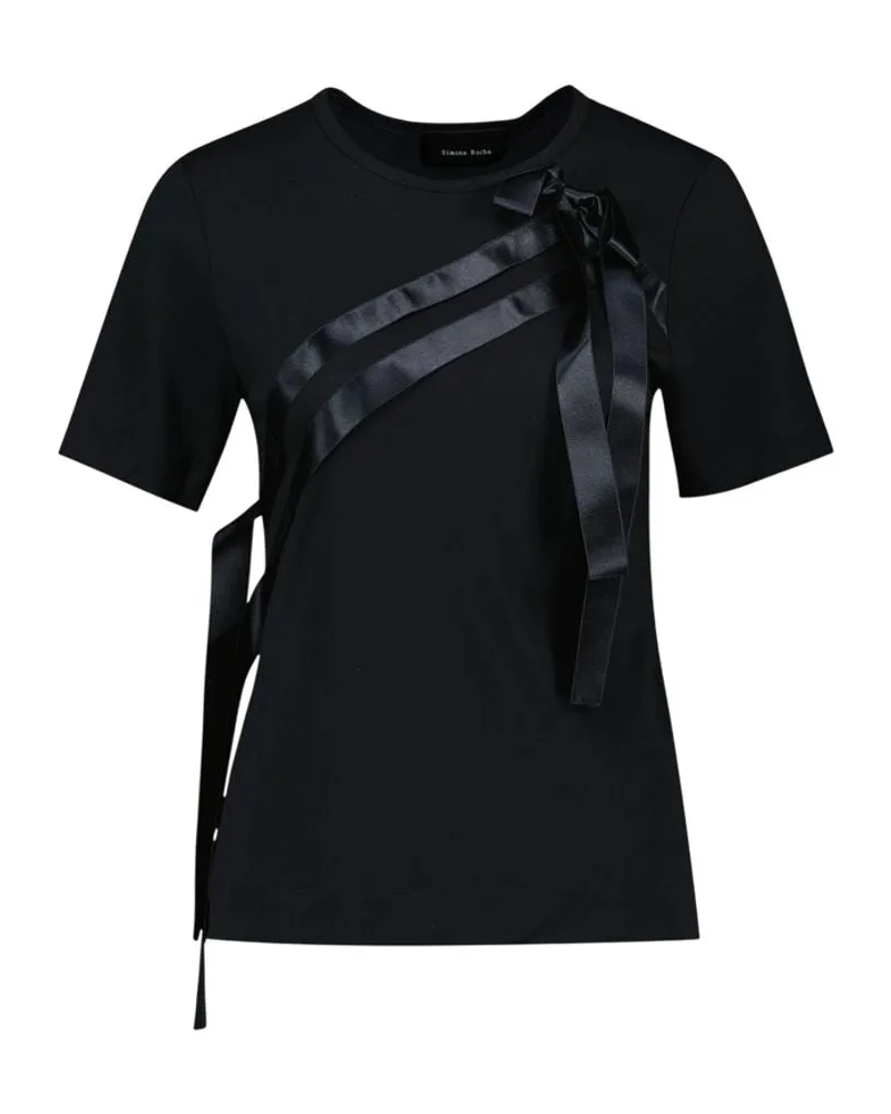 Simone Rocha Women Bow Sash Easy T-Shirt -  Lyocell Black Concept-Store Ready-To-Wear Black
