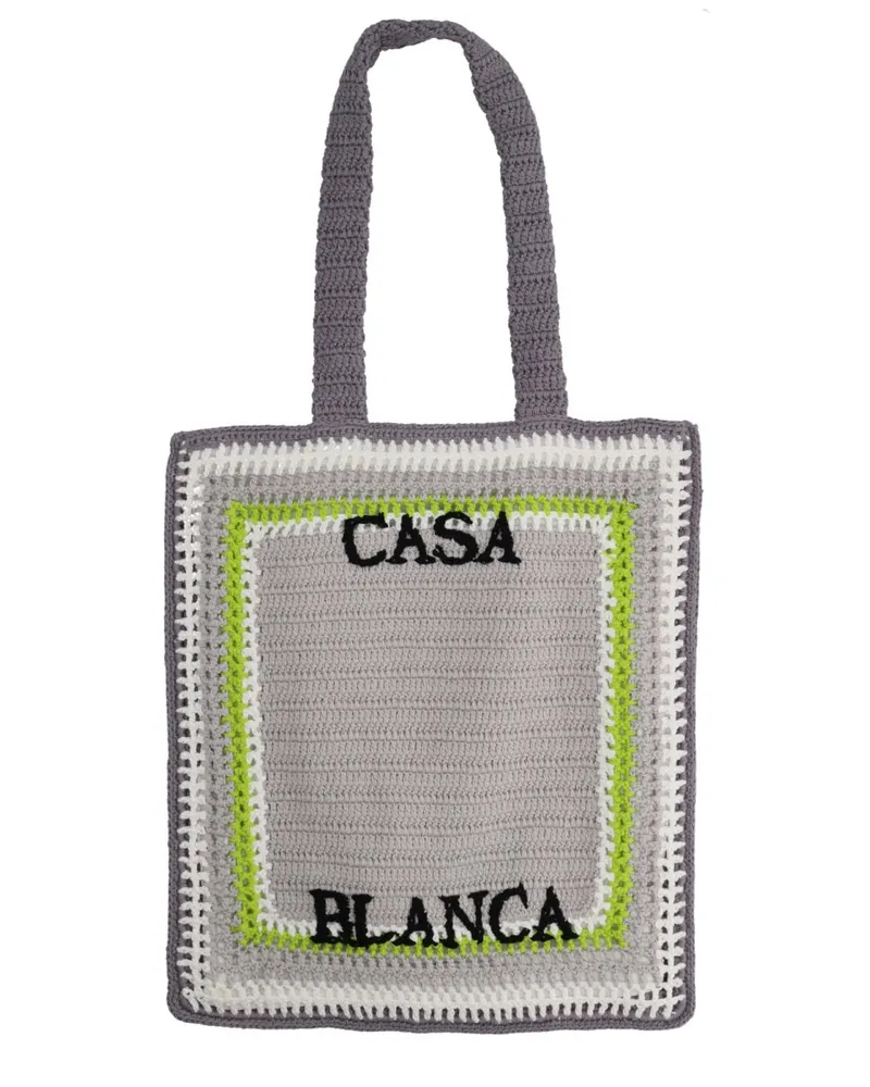 Casablanca Paris Unisex Tote Bag With Logo Grey Cotton Handbags Hand Gray