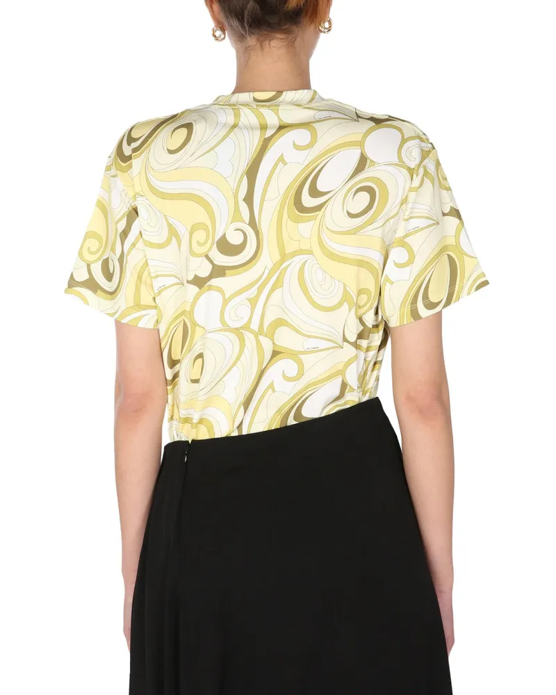 Raf Simons Hippie Allover Print Cotton T-Shirt — Yellow Yellow