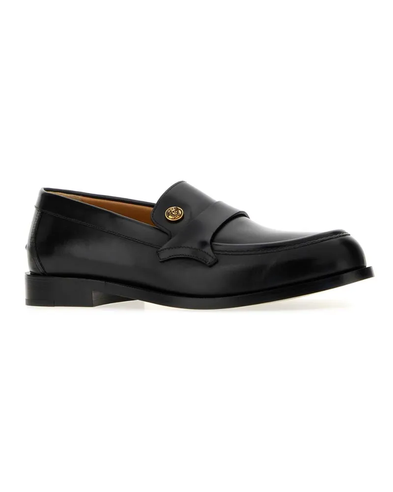 Versace Men's Black Leather Loafers 1b55jblackgold82 Mocassini Black