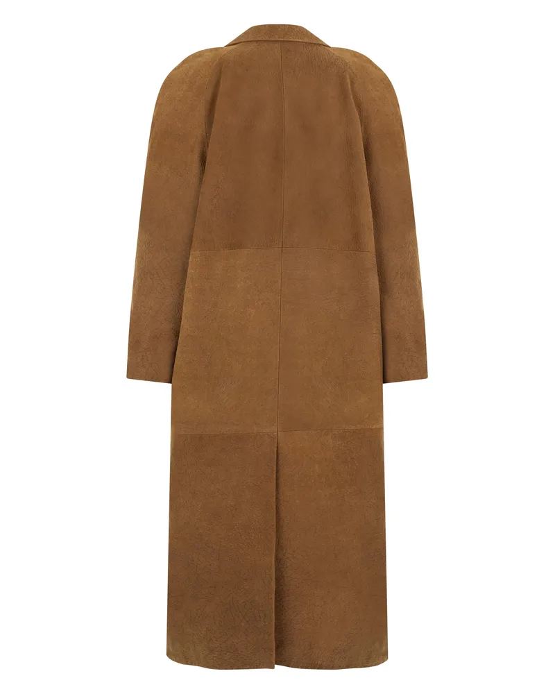 THE MANNEI Cow Hide Leather Coat — Brown Brown