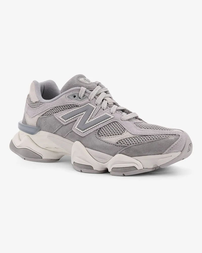New Balance Men's Low-Top Sneakers 9060 Grey Mesh And Suede Polyester Trainers Gray