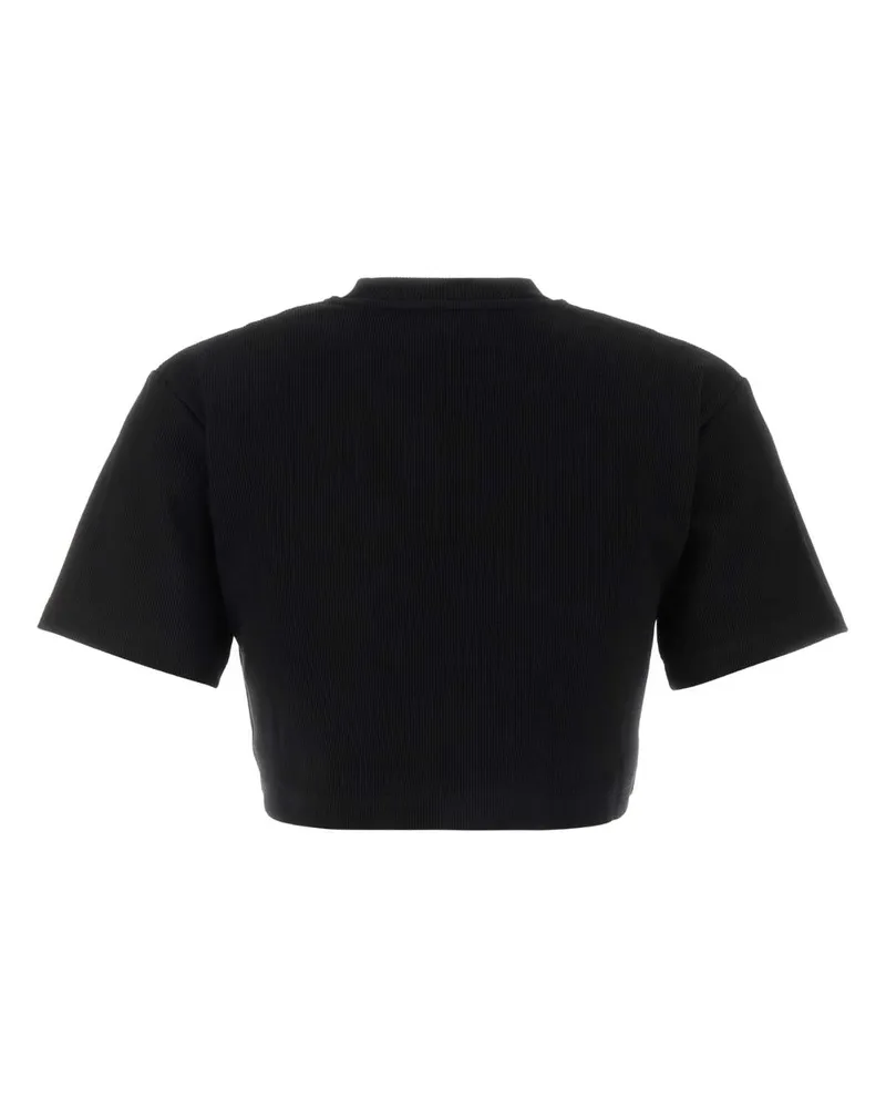 OFF-WHITE Women's Black Stretch Cotton T-Shirt Blackwhite Exterior: Elastane Black