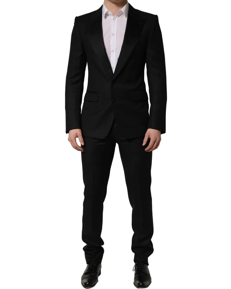 Dolce & Gabbana Virgin Wool Slim Fit Pant Suit — Black Black