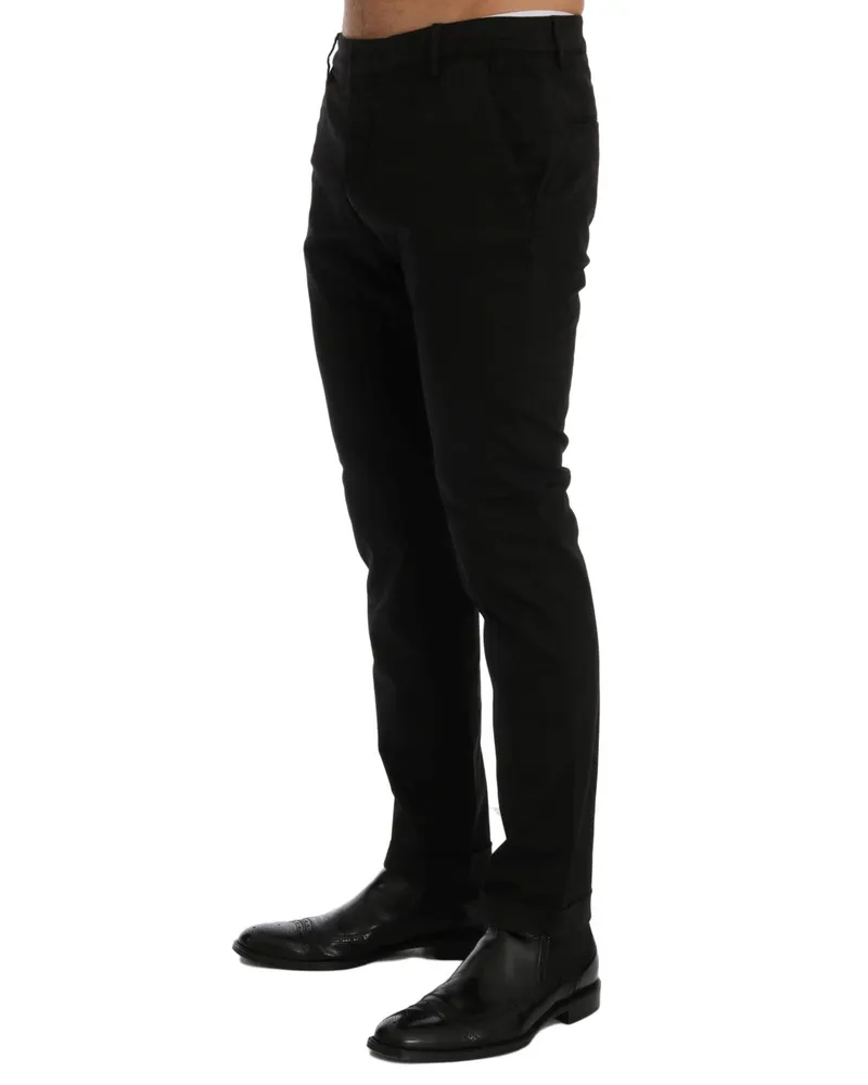 CoSTUME NATIONAL Men Black Slim Fit Cotton Stretch Pants Black