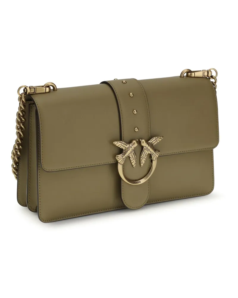 Pinko Women's One Simply Love Bag Shoulder Verde Canguro Calf Leather Bos Taurus Green
