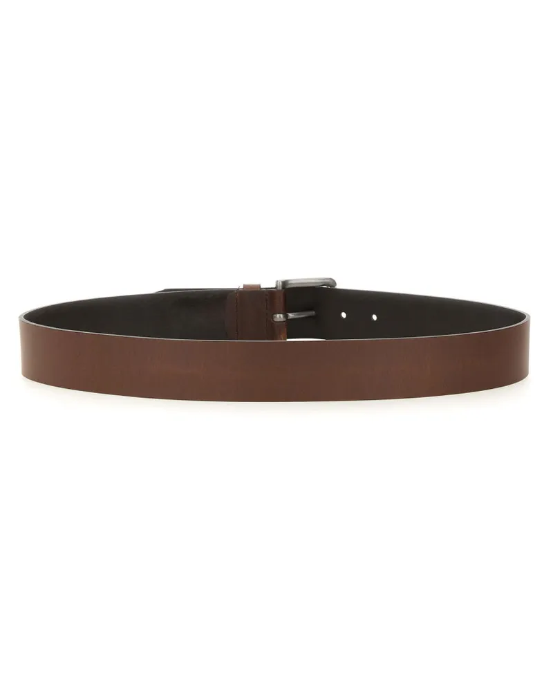 HUGO BOSS Men's Leather Belt With Buckle Brown Cowhide Brown