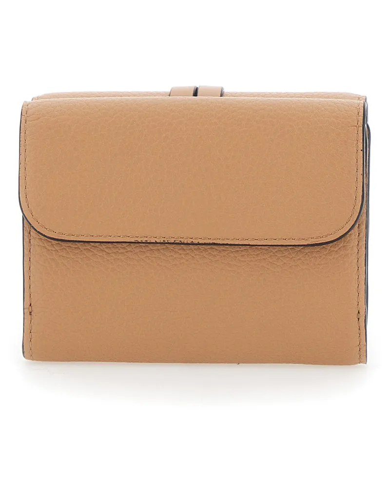 Chloé Women's Small Tri-Fold Wallet Beige Leather Beige