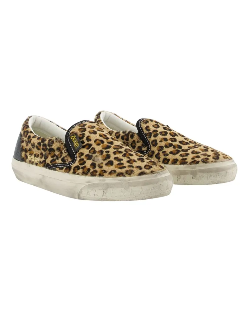 Golden Goose Women's Vce Horsy Trainers -  Leather Leopard Print Printed Calfskin Shoes Sneakers Multicolor